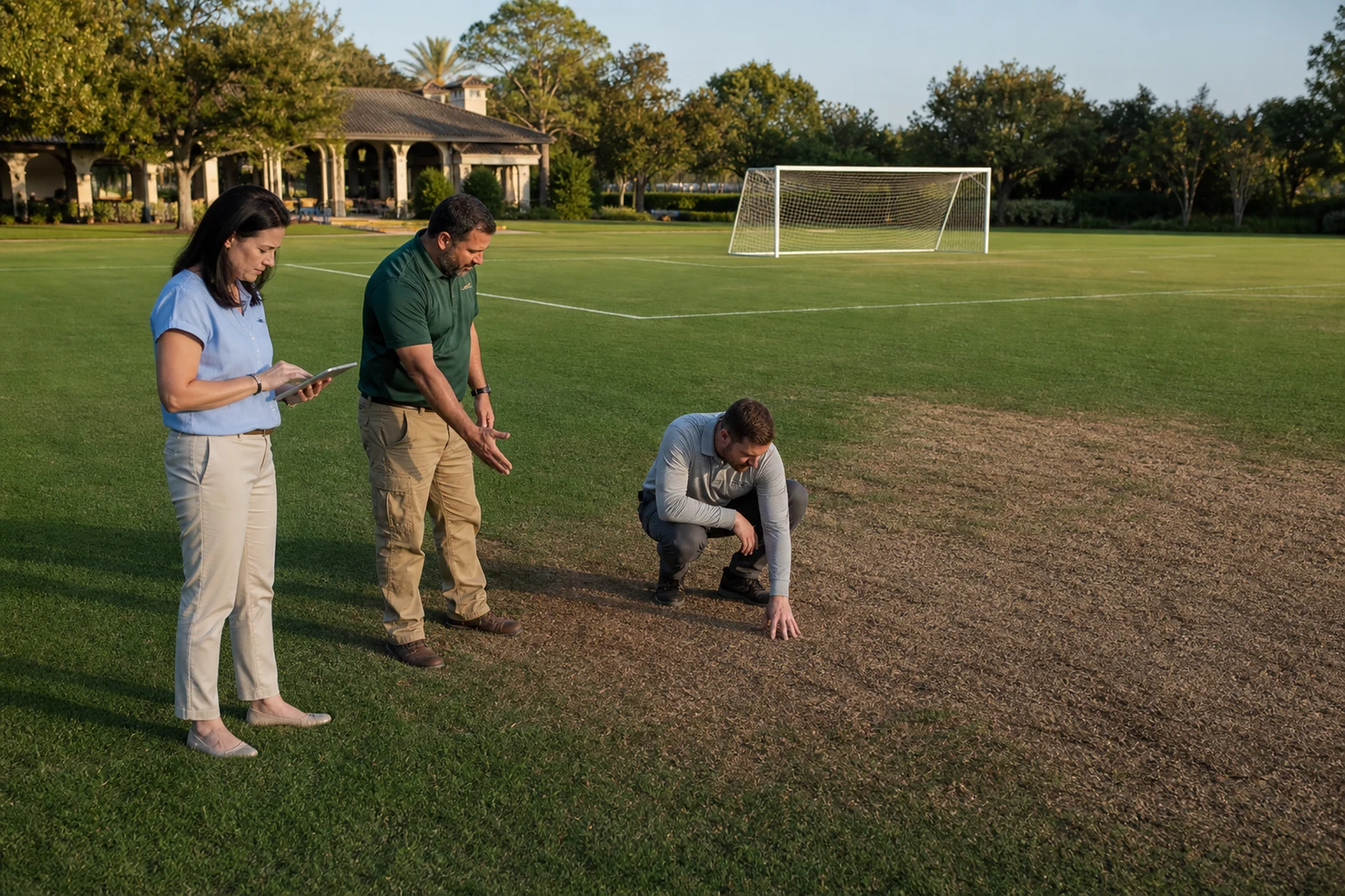 Field inspection of an association-owned sports field and resident park